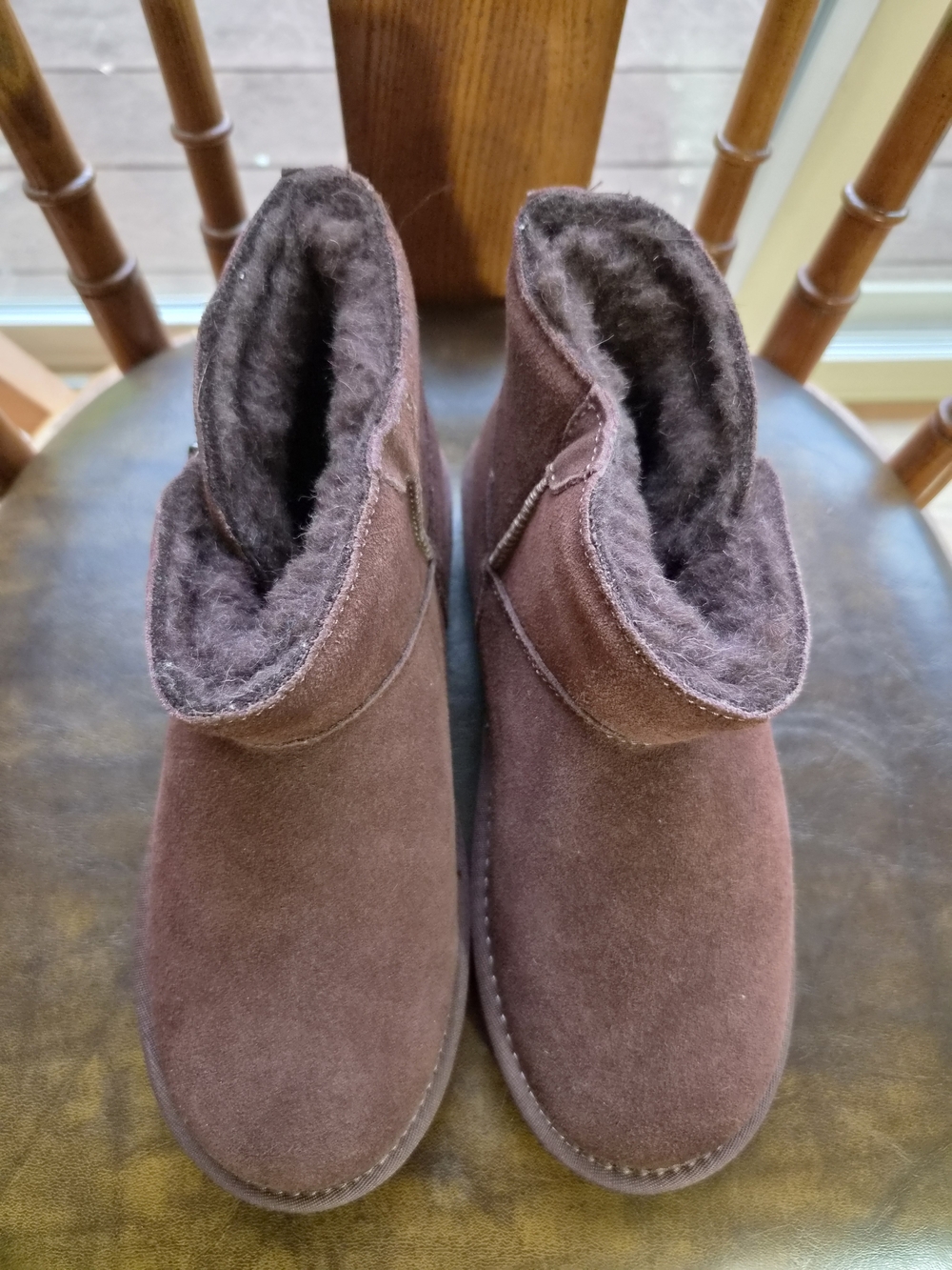 BearPaw Women's Brown Suede Plush-Lined Ankle Booties